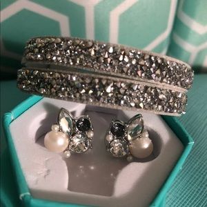 Chrome Metallic Swarovski Wrap/stud Set